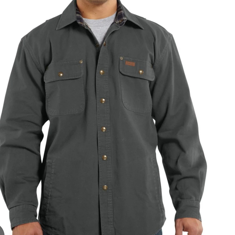 Carhartt Gray Lightweight Canvas Shirt Jacket Durable Workwear